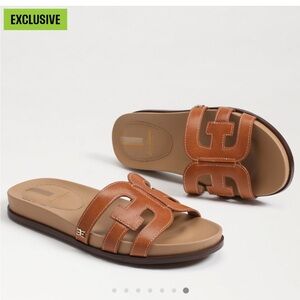 Sam Edelman Brown Leather Slide Sandals